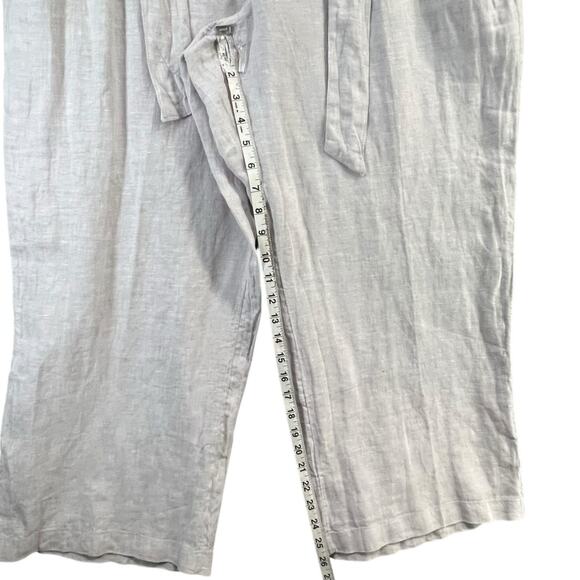 Women's Cropped Linen Pants - Light Gray - Picture 8 of 12